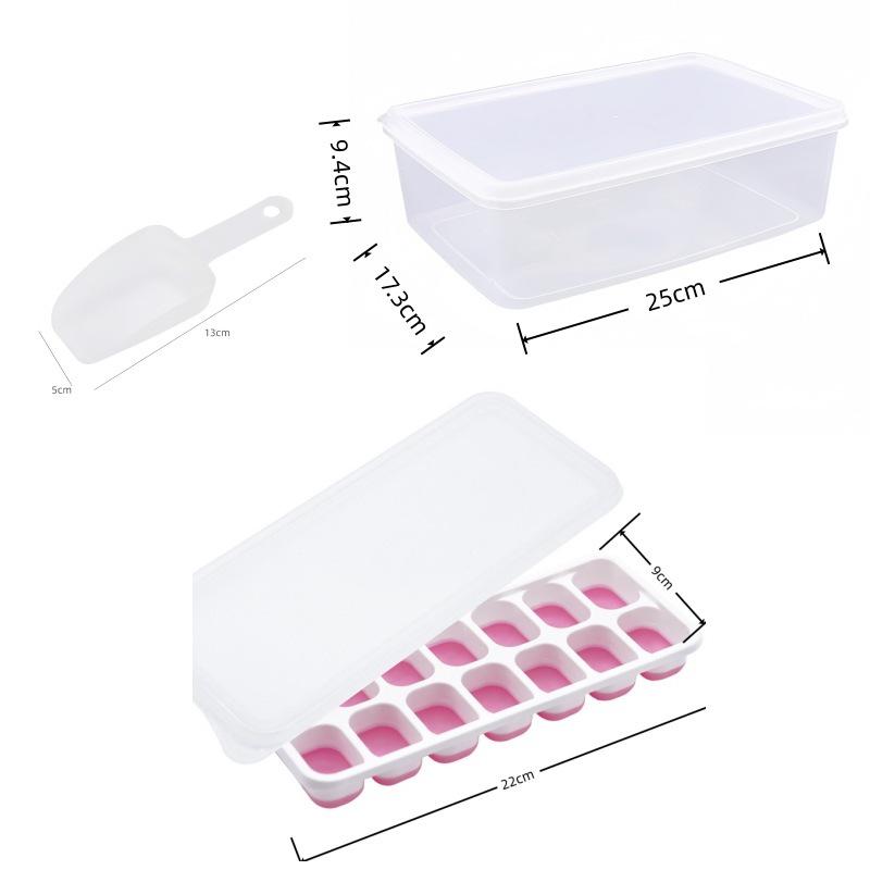 Cross-Border Ice Cube Tray - 14 Grids with Lid, Large Capacity Mold for Household Ice Storage