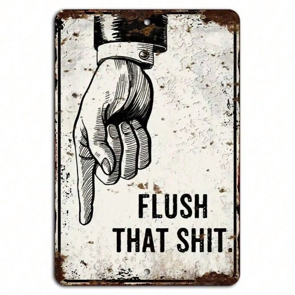 

Metal Wall Sign Funny Bathroom Decor Vintage Tin Poster