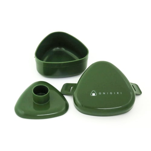 OSK Bento Box, Onigiri Lunch Box, No-Squeeze Bomb Onigiri Case, Khaki, 290ml, Made in Japan, Includes Pressed Mould, Microwave Safe, Stylish, Cute, Si