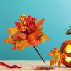 Artificial Maple Branches Vine Foliage with Pumpkin DIY Halloween Decor Kitchen Festival Table