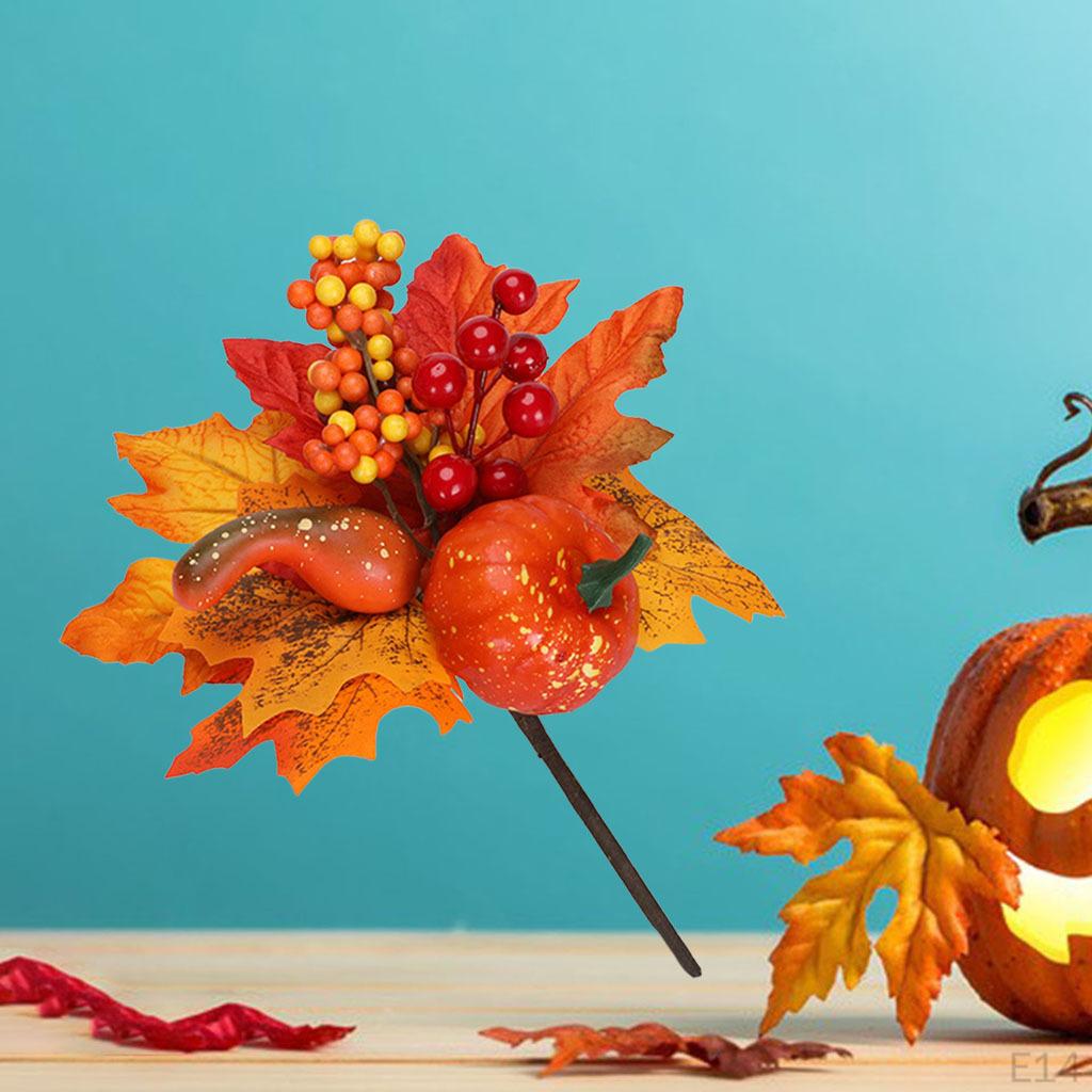 Artificial Maple Branches Vine Foliage with Pumpkin DIY Halloween Decor Kitchen Festival Table