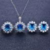 Color Treasure Set, Ascher Yellow Diamond Topa Blue Argyle Pink Square Diamond Ring Stud Earrings Pendant Female