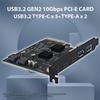 10Gbps USB3.2 PCI-E 4X Expansion Card with Asmedia ASM3142 - 5 Ports, Type-C