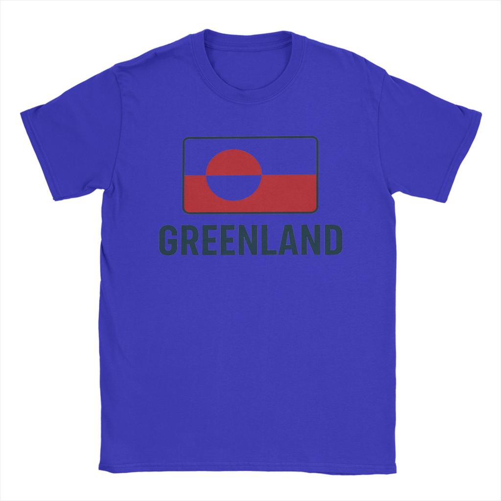 Greenland Flag T Shirt for Men Pure Cotton Funny TShirts Crew Neck Tee Shirt Short Sleeve Clothes Graphic