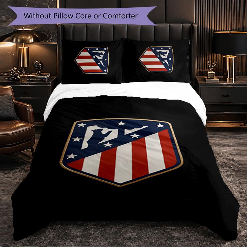 Set Biancheria da Letto Atletico Madrid 3 Pezzi Morbido Set Copripiumino con Federe Stampato Set Decorazione Camera da Letto per la Casa
