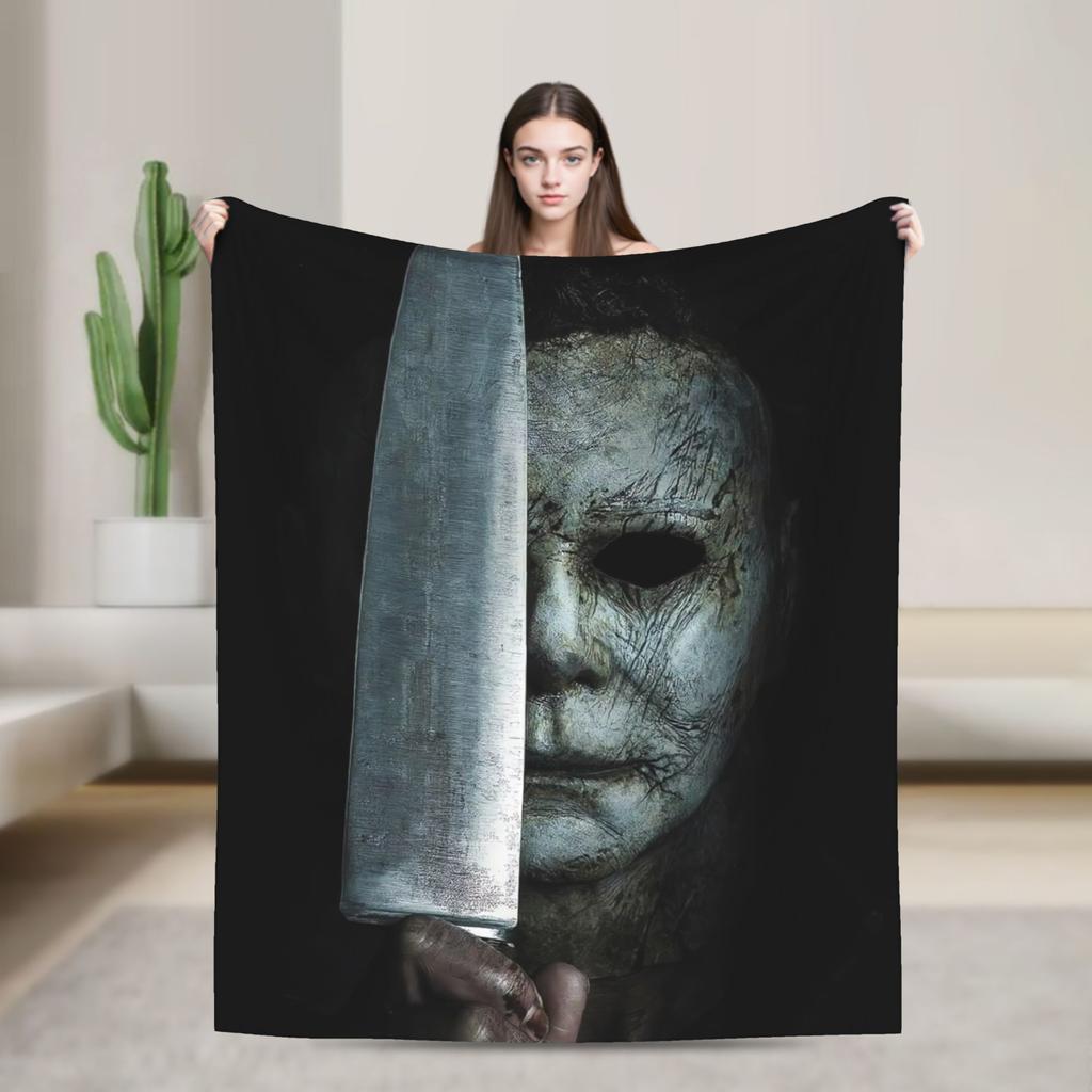 Michael Myers Halloween  Blankets  Picnic Flannel Throw Blanket For Couch Bed Soft Customized Quality Bedspread Birthday Gift
