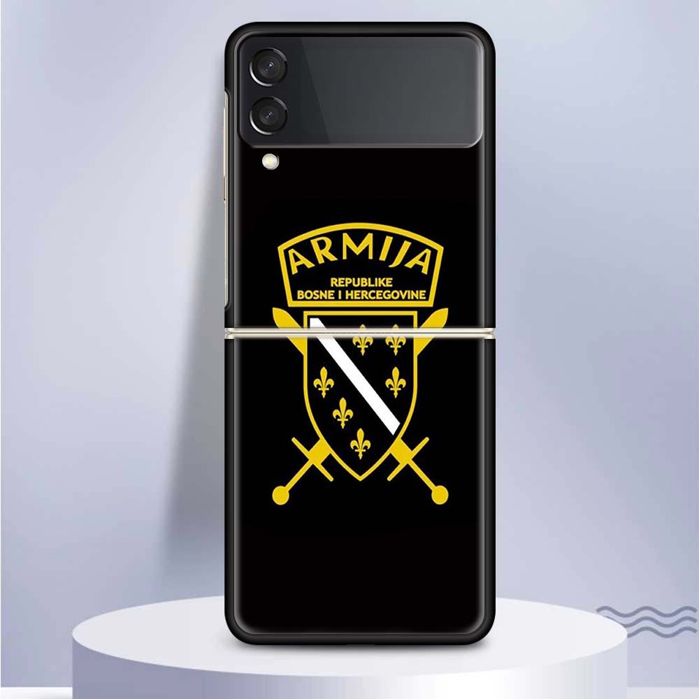 Bosnia And Herzegovina Flag For Samsung Galaxy Z Flip 5 4 3 5G Phone Case Black Hard Cover ZFlip 5 4 3 Luxury Shockproof Bumper