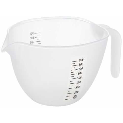 Akebono Sangyo White Flour Pourer, Made in Japan, Drip-Free, Easy-Pouring, with Measuring Scale, Can also be Used as a Cooking Bowl. Flour Research As