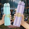 1PC Pale Yellow Minimalist Script Print 750ml colorful plastic sports water bottle leakproof pop up lid with straw for outdoor work home use
