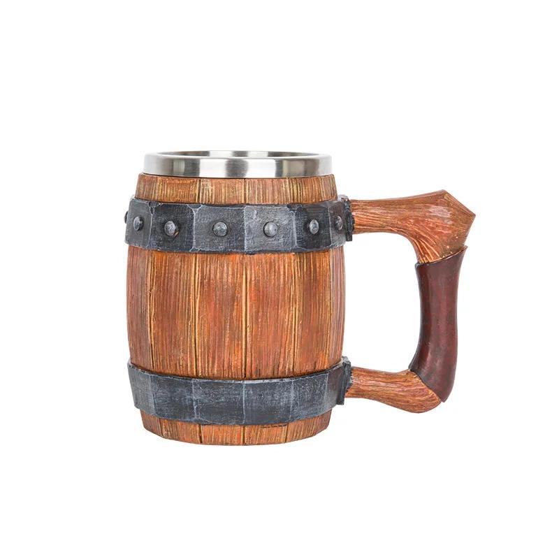 

Viking Drinking Німецька велика дерев яна бочка для пива з нержавіючої сталі 600ML