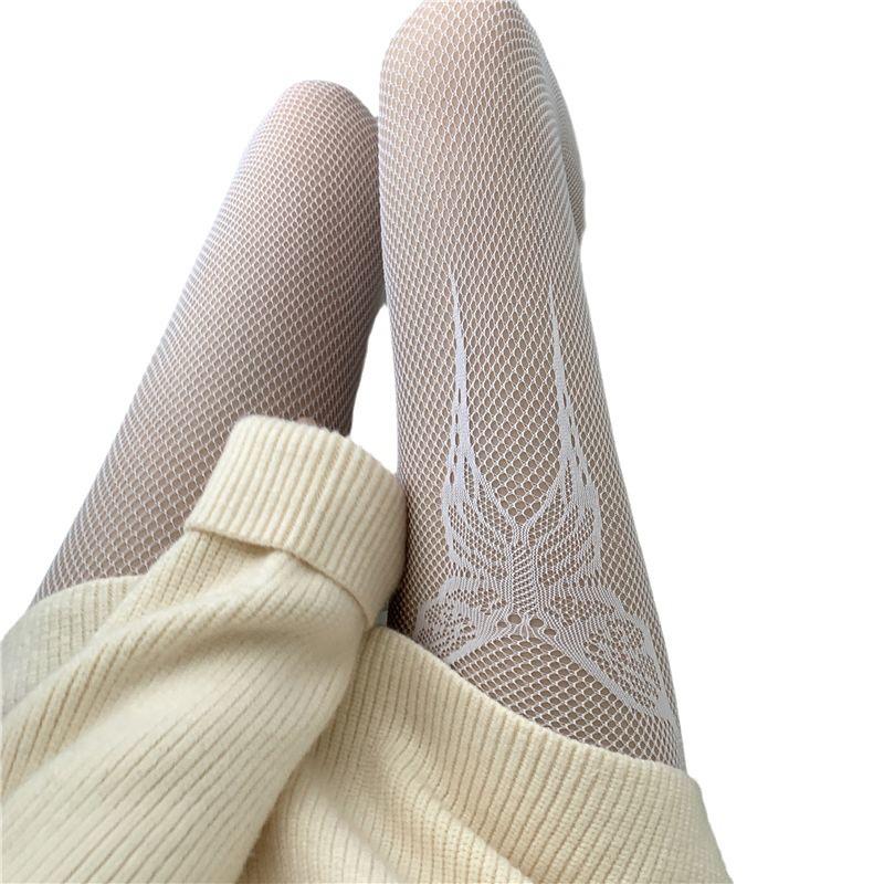 Sexy Butterfly Jacquard Fishnet Stockings - One-Leg and One Big Butterfly Design