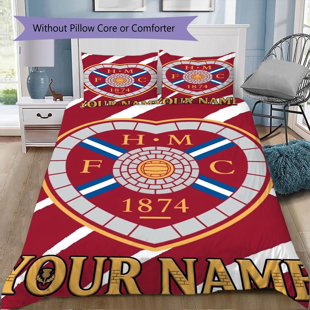 Custom Name Heart of Midlothian Pattern Bedding uilt Set uilt Cover Pillowcase Home Decoration Birthday Gift (1*duvet cover+2*pillowcase without core)