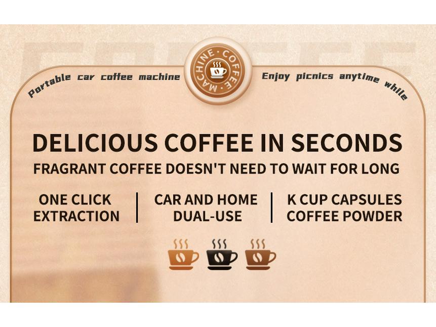 Portable Automatic K-Cup Coffee Maker for Home and Car - Wireless Electric Coffee Extractor