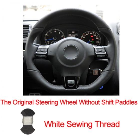 HuiER Hand Sewing Car Steering Wheel Cover Red Marker For Volkswagen Golf 6 GTI MK6 VW Polo GTI Scirocco R Passat CC R-Line