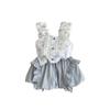 Cute Sweetheart Blue Floral Sleeveless Top And Short Pants Baby Girl Set