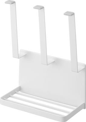 Yamazaki Magnetic Bottle Holder X X Floating Glass 1659 & Tray, White, W16.6 D8.3 H23cm, Plate, Storage, Drainer, Stand,