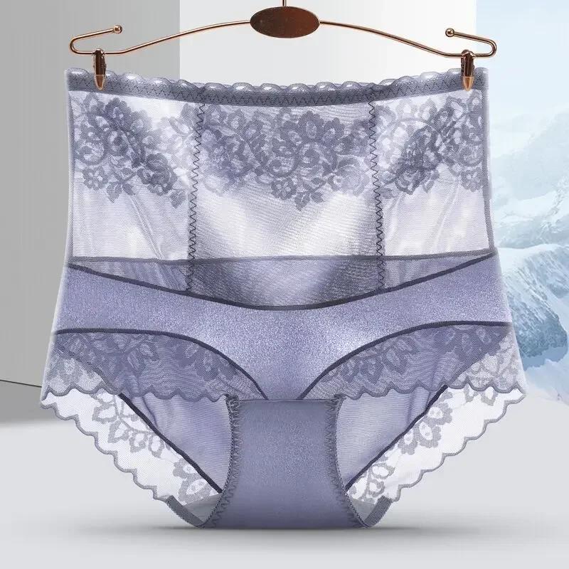 Ultra-thin Panties Women Lace Embroidery Flowers Underwear High Waist Butt Lifter Slimming Tummy Briefs Seamless Underwear