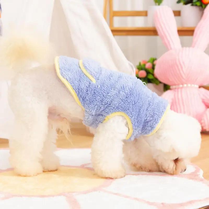Reversible Dog Sweater Winter Plush Pullover with Traction Ring Soft Warm Pet Clothes for Small Medium Large Dogs 2 Legged