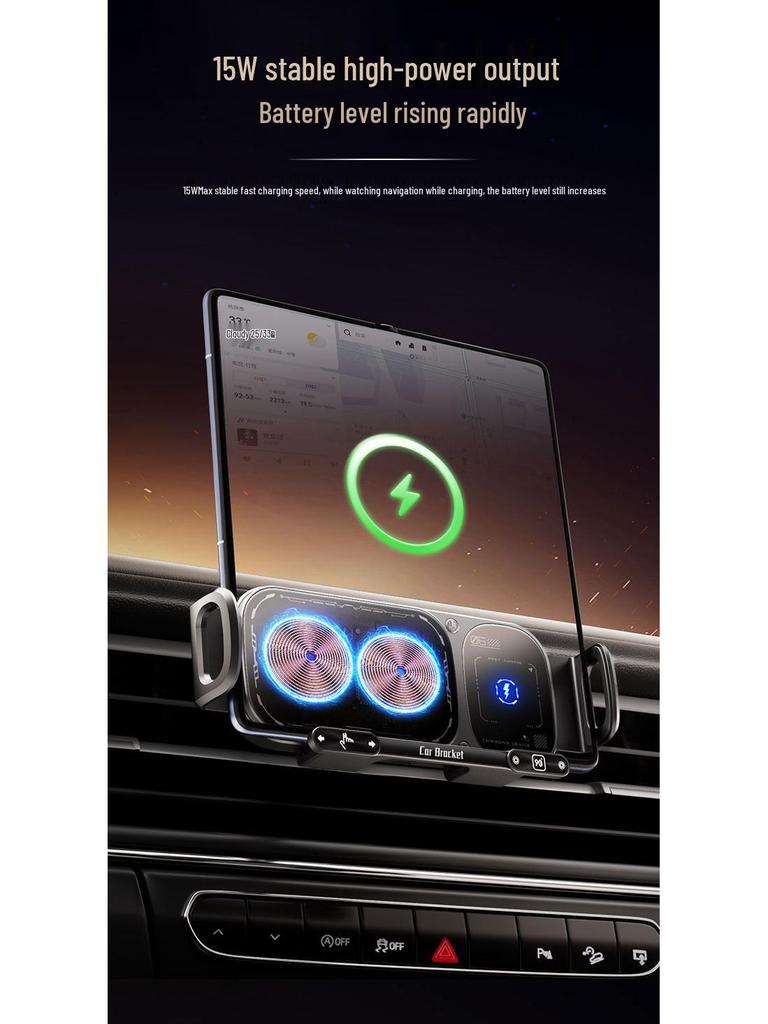 Foldable Phone Car Mount with Wireless Fast Charging - Compatible with Huawei & Samsung, Air Vent Clip