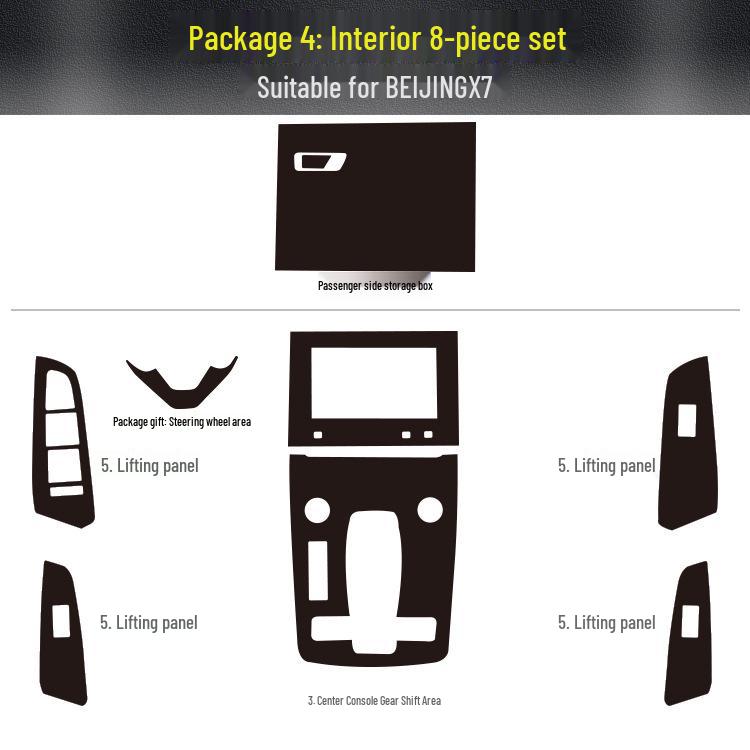 BAIC BEIJING X7 Carbon Fiber Interior Trim Stickers