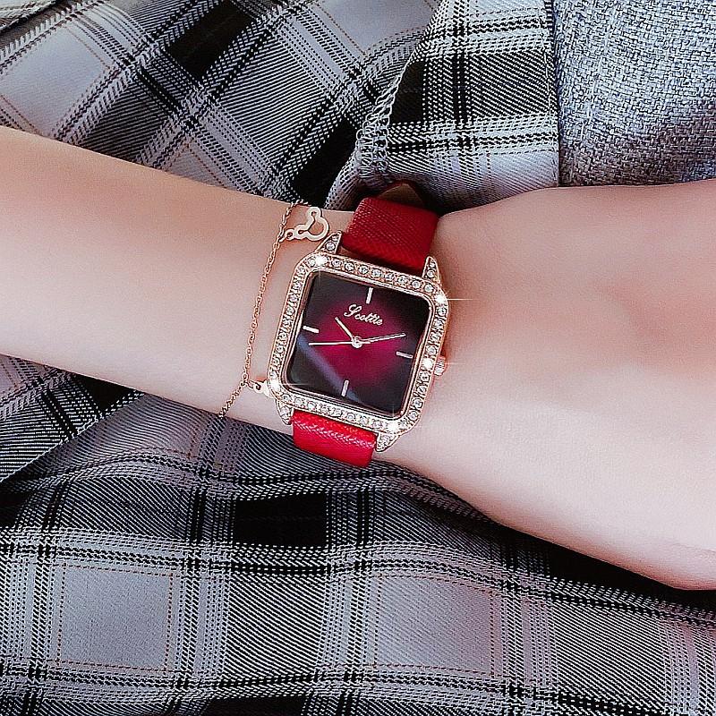 Fashion Watch Female Student Simple Square Dial Diamond Women'S Watch Temperament Belt