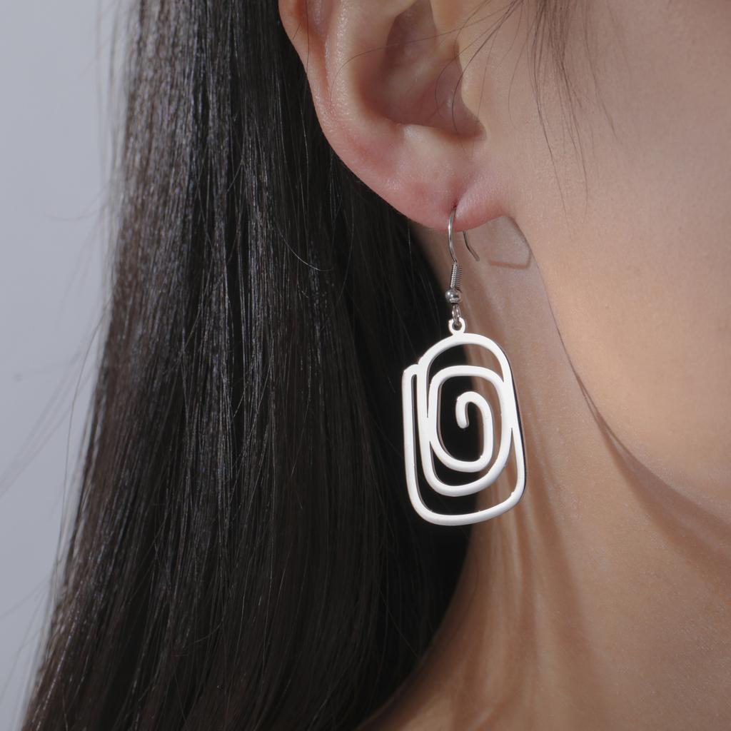Square Swirl Geometric Drop Earrings Creative Trendy Dangle Earrings for Women