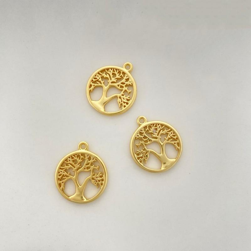 Tree of Life Pendant: 14K Gold-Plated Copper, High Color Retention, Hollow Tree Necklace & Bracelet Charm.