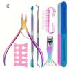 8pcs Manicure Kit Set Rainbow Stainless Steel Nail and Cuticle Clippers Double-sided Nail File Toenail Separator and Cleaning Brush Nail Care Tools