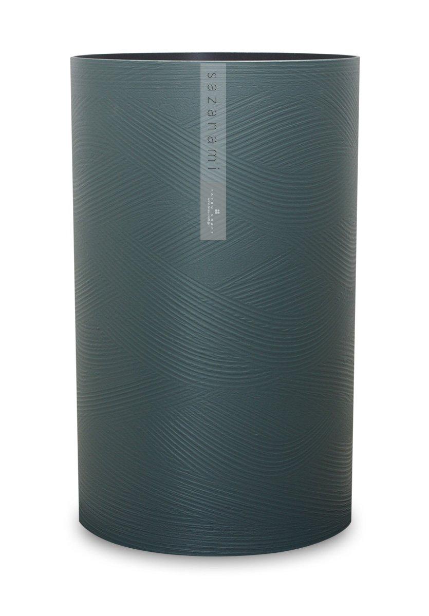 

TATSU-CRAFT Plaster-Style Dustbin, Large, Ripple Pattern, Deep Indigo Blue, BL, 13L, Round, Stylish, Lidless, for Kitchens and Living Rooms, Trash