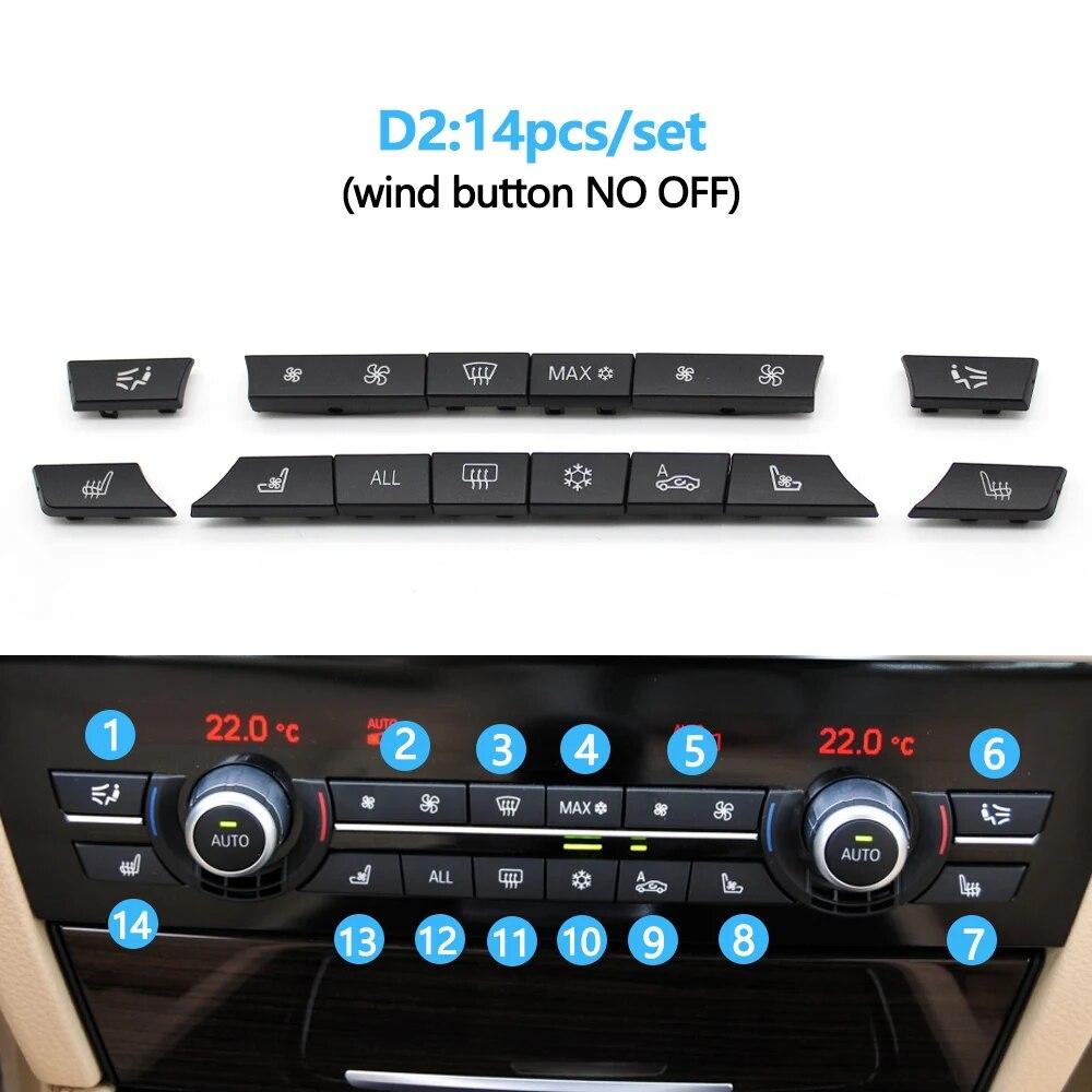 11/12/14pcs Dashboard Air Conditioner AC Button Heater Switch Cover For BMW 5 6 7 Series X5 X6 F10 F18 F06 F12 F01 F02 F15 F16
