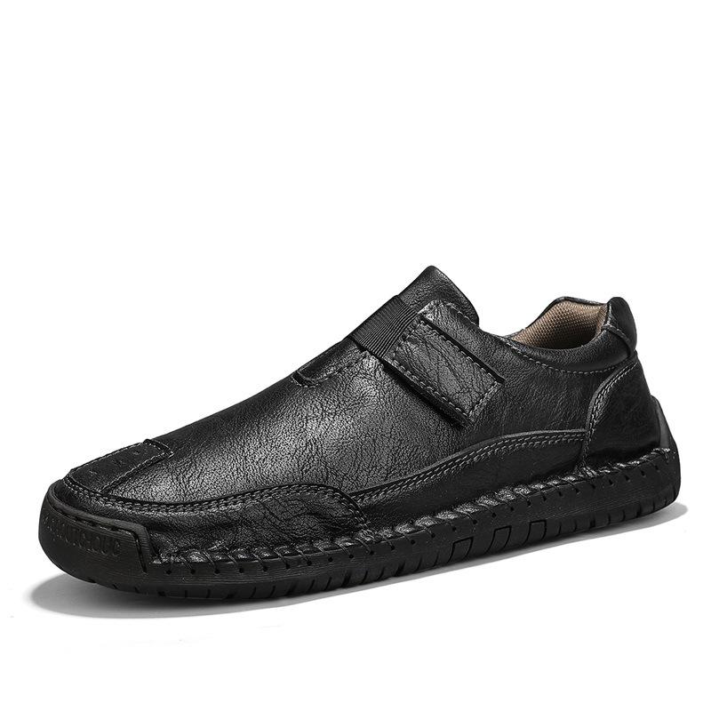 Men s Leather Slip-On Driving Loafers - Handmade, Velcro, Large Sizes Available 43