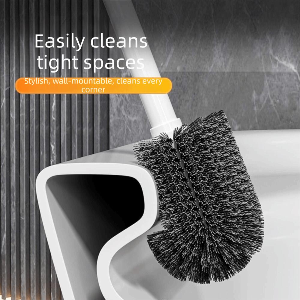 Soft Rubber Brush Head Wall-Mounted Toilet Brush Quick Drainage Toilet Cleaner  Bathroom Cleaning