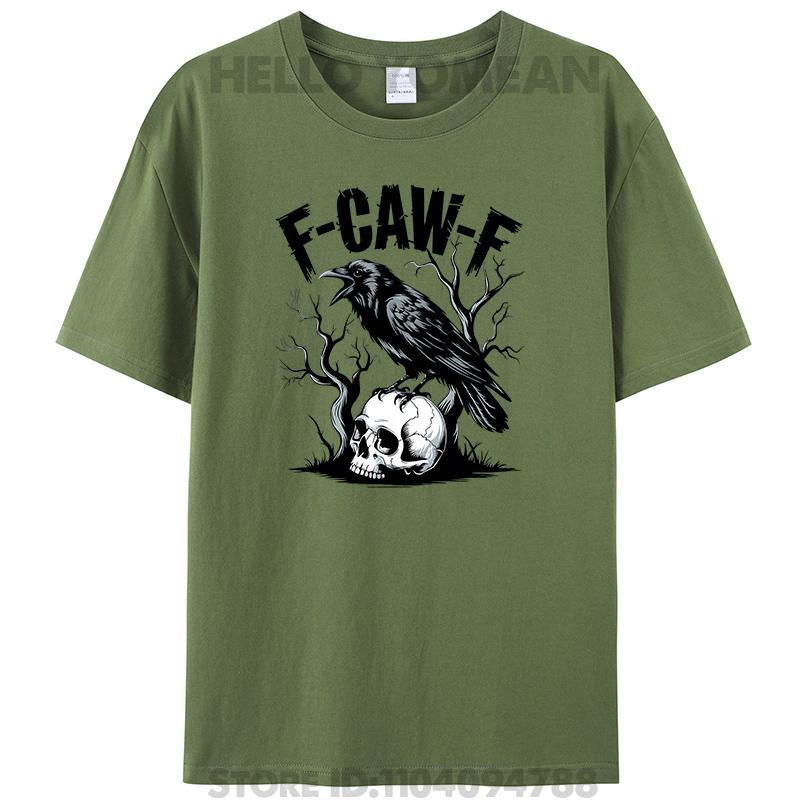 Black Crow F-Caw-F Black Bird Skull Dead Wood Funny Meme Women Men's 100% Cotton T-Shirt Tee Shirts Tops Novelty Gifts