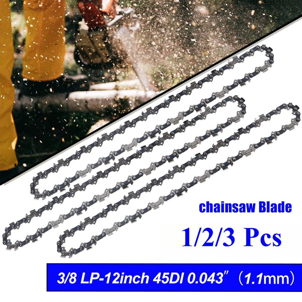 1/2/3 Pcs 12 Inch Metal Chainsaw Chain Spare Parts 45 Drive Links Saw Chain 3/8" LP .043" Gauge Semi Chisel For Wood Cutting