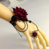 Vintage Gothic Red Lace Wrist Gloves with Rose Detail - Lolita Hand Jewelry, Free Shipping for Halloween