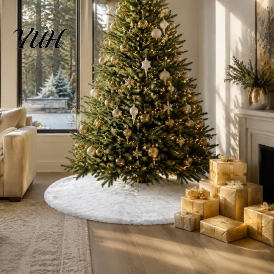 Decorative Tree Stand Cover for Xmas Party 24/30/36 Inch White Faux Fur Christmas Skirt, Soft Fluffy Plush Protective Holiday Decoration Base