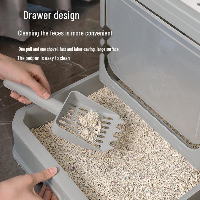 Extra-Große Geschlossene Katzentoilette: Geruchsdichtes, schubladenartiges, faltbares und spritzwassergeschütztes Design