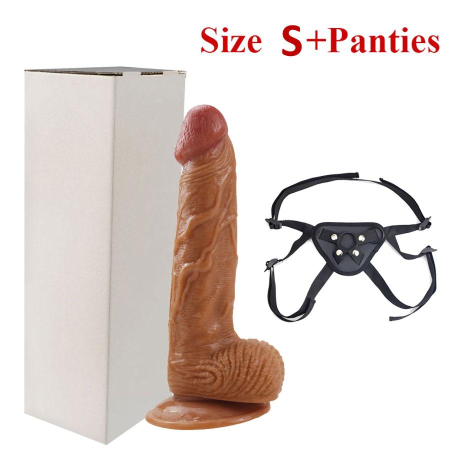 Skin Feeling Realistic Dildo Soft Silicone Huge Penis with Suction Cup Panties Strapon Sex Toys for Woman