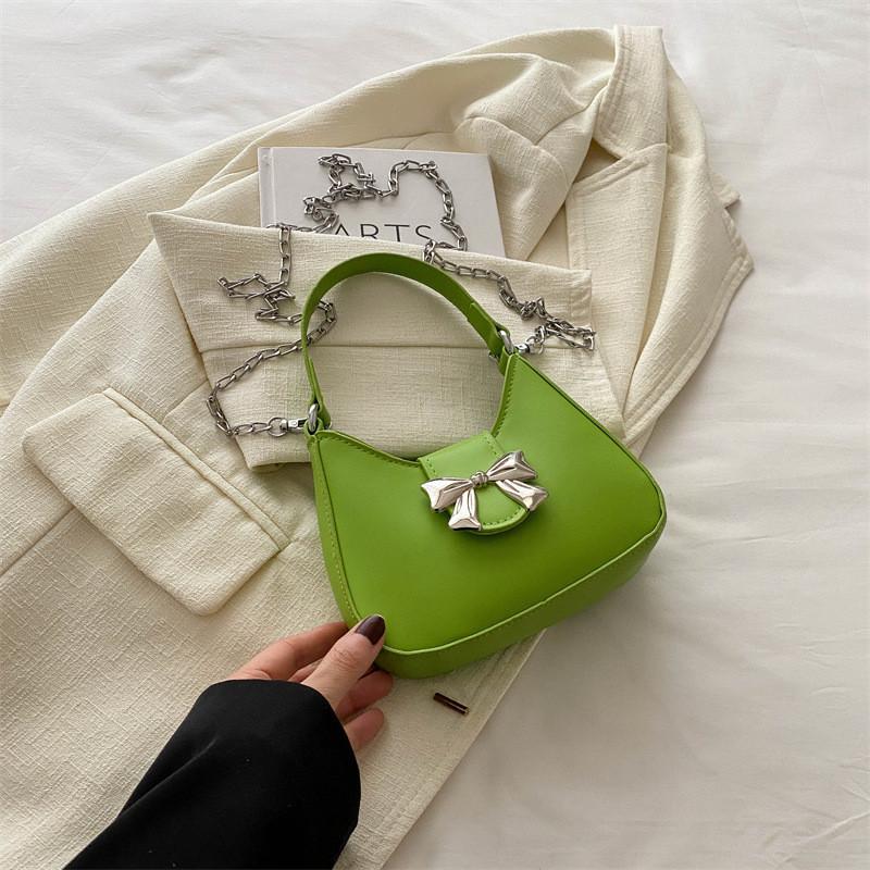 Fashionable 2024 Women's Shoulder Bag Adorable Bow Crescent Design Trendy