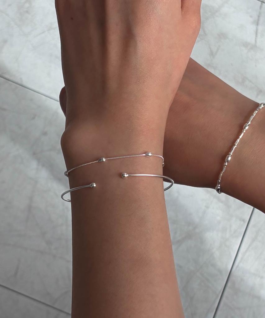 Baradu 925 Slim Ball Bangle Bracelet