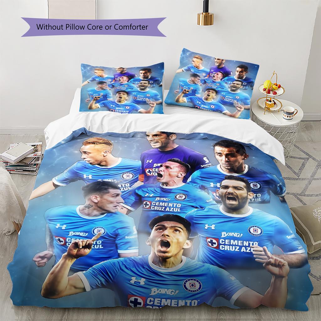 Cruz Azul Pattern Bedding Home Decoration Birthday Gift (1 * duvet cover + 2 * pillowcase, without core)