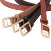 Elegant Golden Buckles Belt Adjustable Thin Strap Synthetic Leather Waistband For Dresses