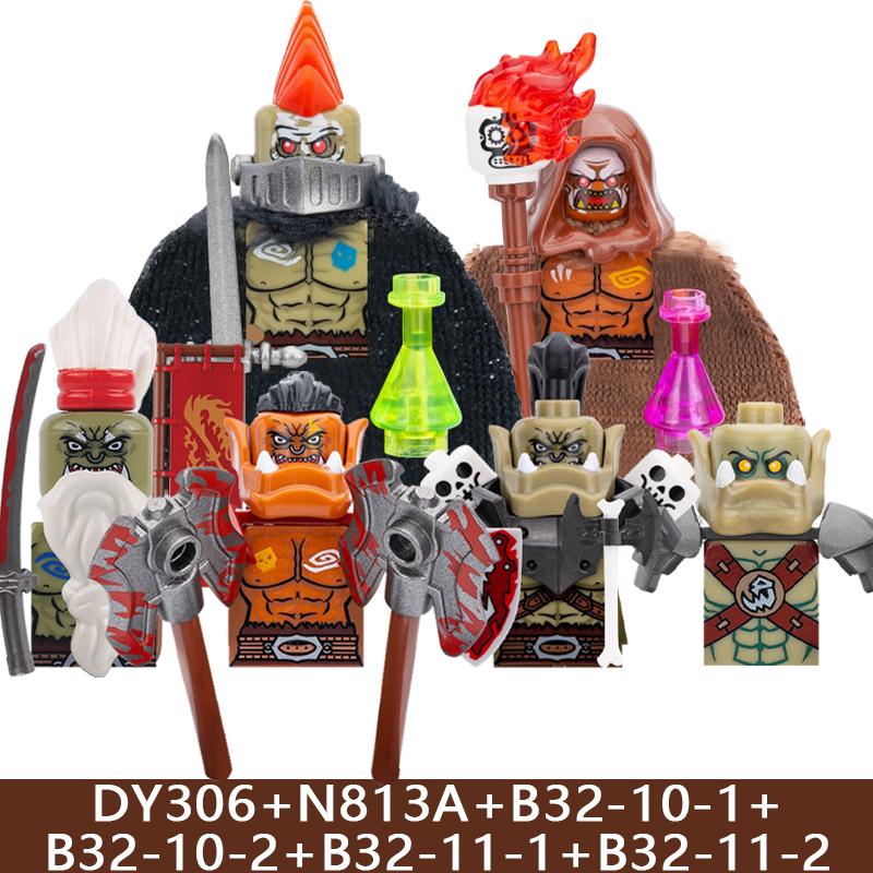 Medieval Castle Soldier Figures Building Blocks Knight Orc Warrior Dragon Wolf Animals Battle Flags Accessories Bricks Toys Boys