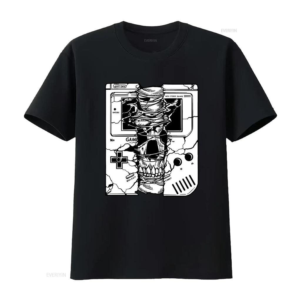 Cotton T shirt Gameboy Skull vintage Washed Soft Unisex fashion Stylish Comfortable Versatile Slightly Stretched homme