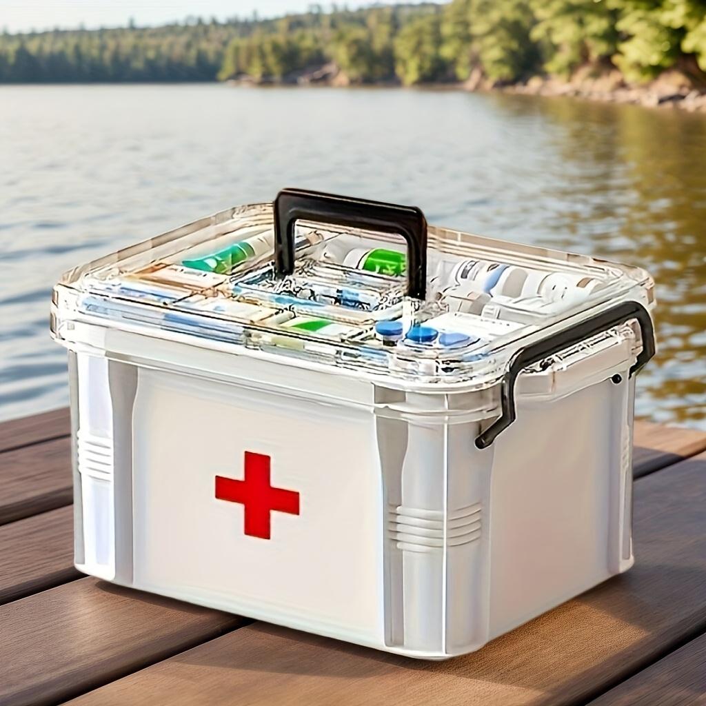 

Отличная видимость! Водонепроницаемый двойной ящик для хранения лекарств, многосекционная классификация - легкий доступ, подходит для домашнего и дорожного использования