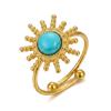 Turquoise Green Stone Turquoise Stone Ring Stainless Steel Boho Ring  Finger Accessories