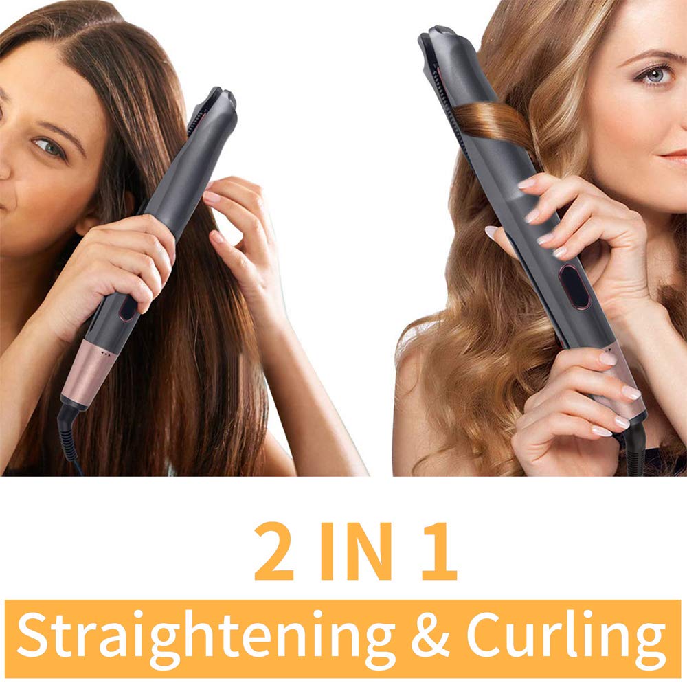2 In 1 Hair Straightener And Curler Tourmaline Ceramic Twisted Flat Iron Straightening And Curling With LCD For Hair Styling