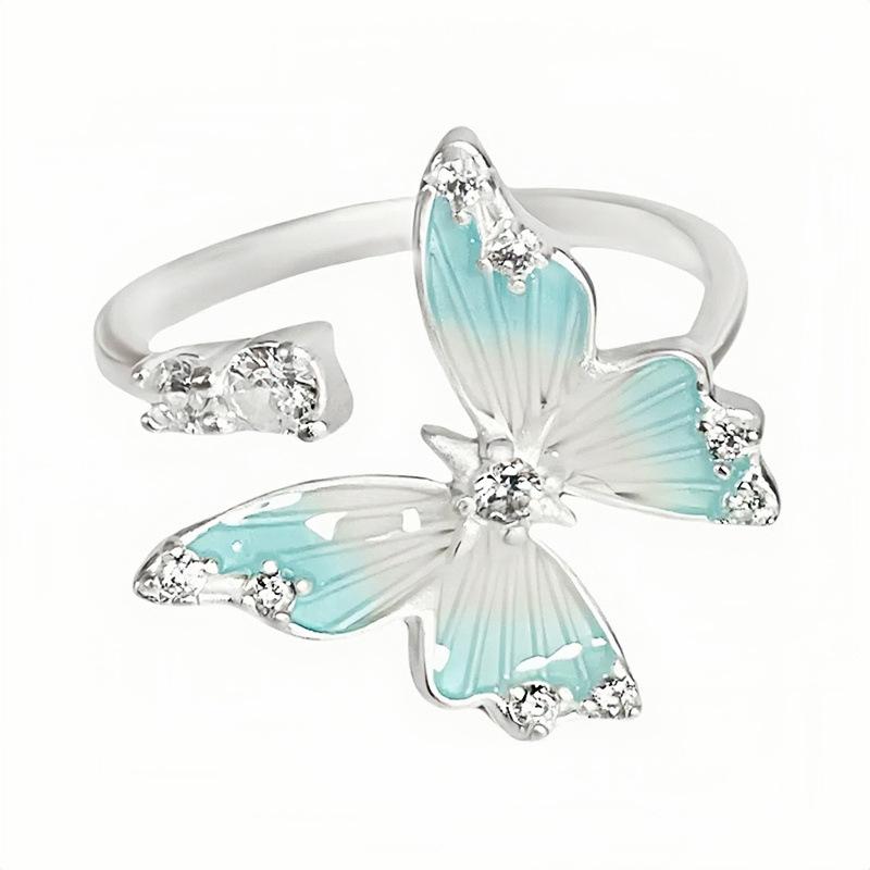 Enamel Dripping Oil Butterfly Series Zir*****Pen Ring Niche Design Light Luxury High Sense Personality Ring Woman
