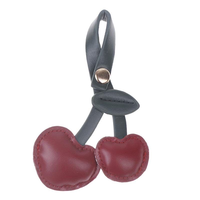 

Симпатичные 3D кожаные брелки для ключей с персиковым сердцем и вишней, красные розовые сердечки, универсальные брелки для сумок, кулоны для женщин красный