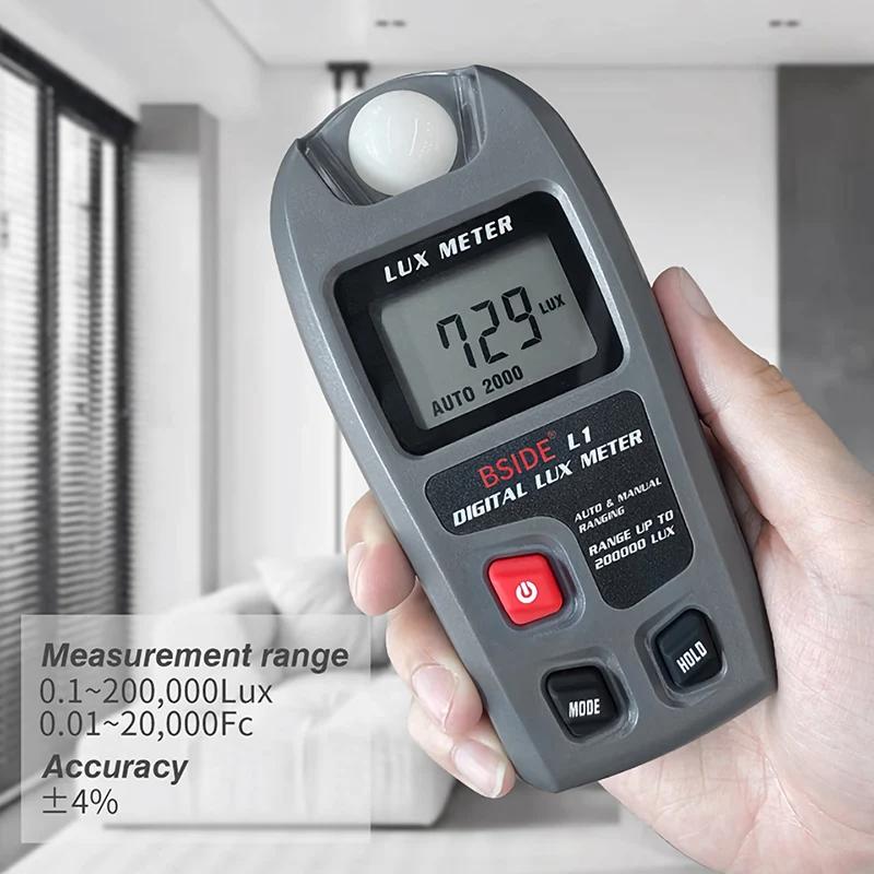L1 Lux Meter Digital Illuminometer Lux Tester 0.1-200000 Lux/0.01-20000 Fc LCD  Sensor Pocket Luxmeter Handheld Measure Tester